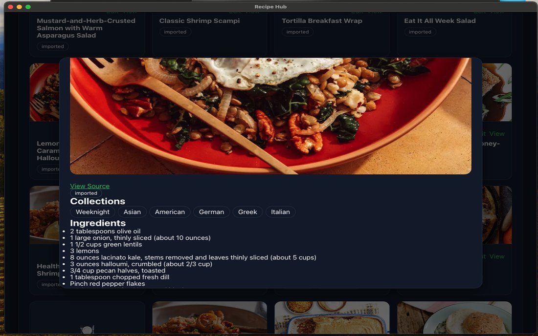 Forkful showing a recipe with photo, ingredients, and steps cleanly separated